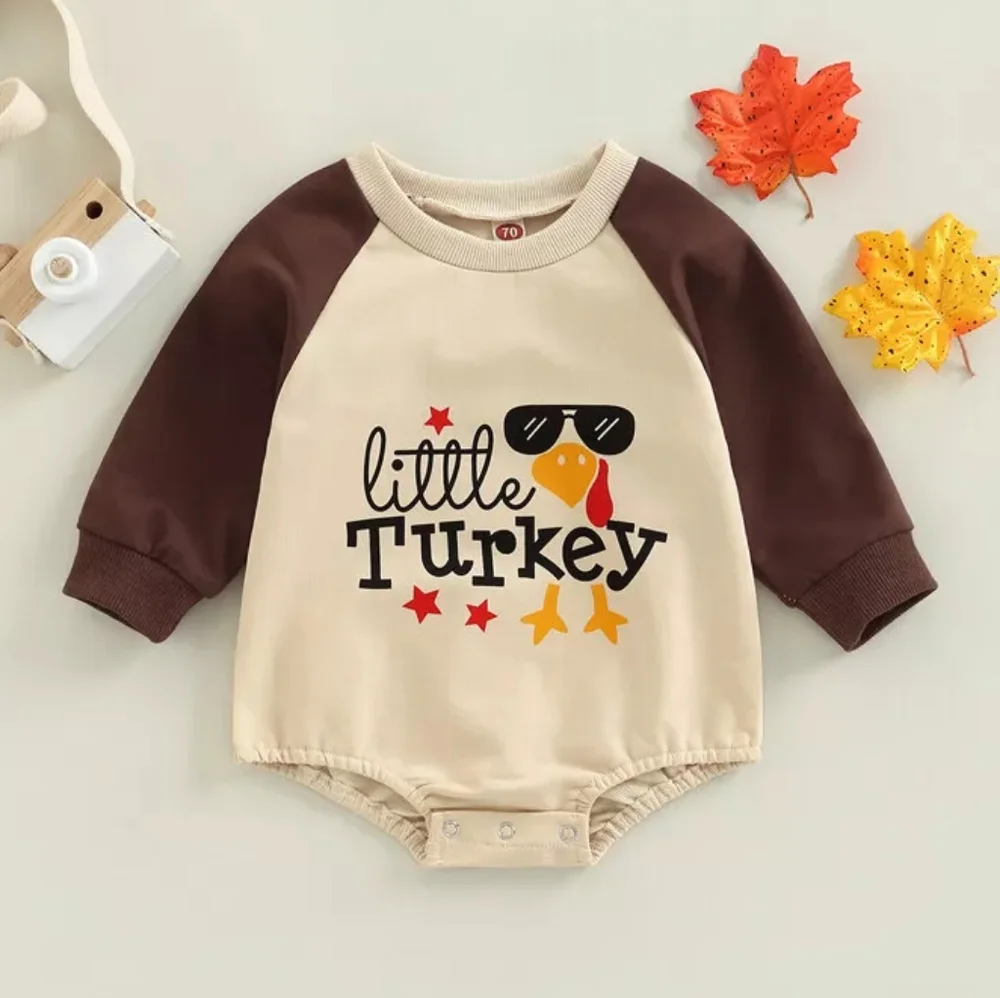 Thanksgiving Little Turkey Baby Girl Boy Bodysuit Romper Jumpsuit